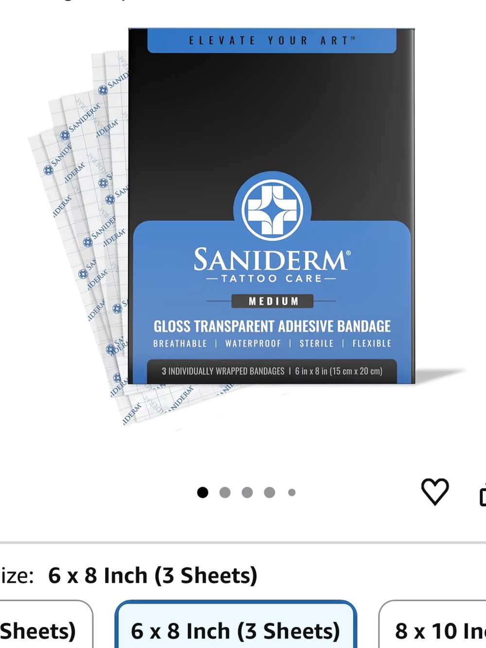 Saniderm Tattoo Care Gloss Transparent Adhesive Bandage - Blue & Black 4 Packs